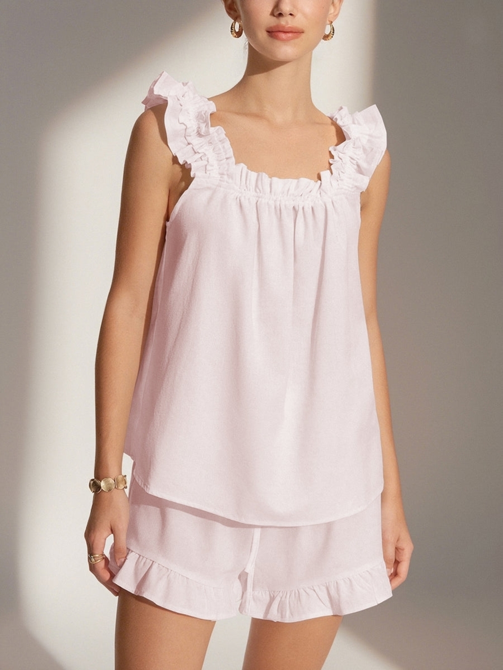 Commense Pure Cotton Ruffle Shorts Set Medium